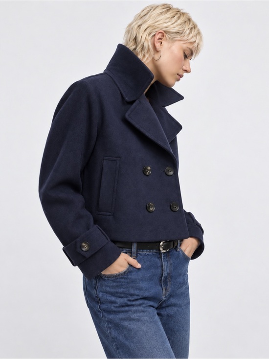 Reitmans Jackets & Blazers - Reitmans Navy Double-Breasted CroppPeacoat Jacket 2XL / 1X Classic Preppy Coasta
